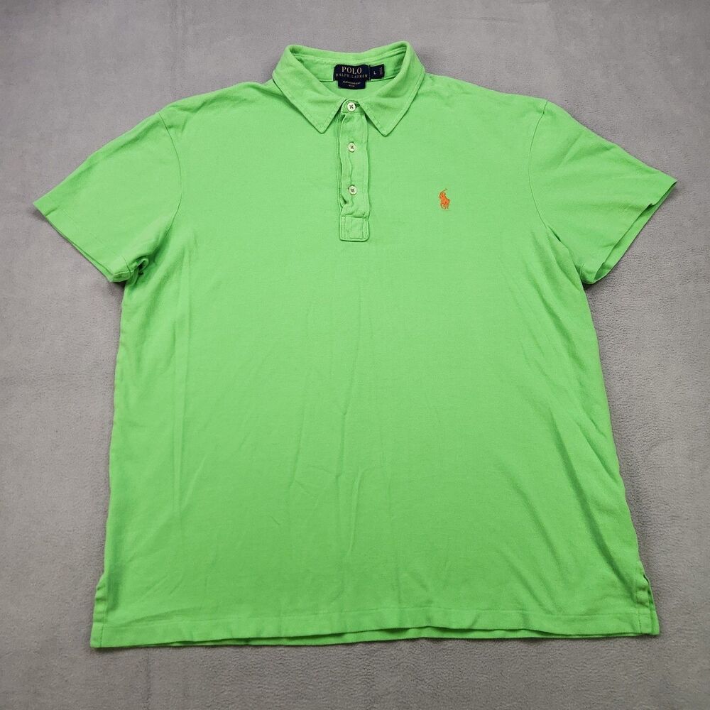 Polo Ralph Lauren Polo Shirt Men's L Lime Green Featherweight Mesh Short Sleeve